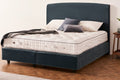 Luxury emperor size mattress on upholstered bed frame with plush pillows in modern bedroom