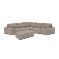 Taupe corner sofa with matching footstool, modern modular living room furniture