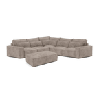 Taupe corner sofa with matching footstool, modern modular living room furniture