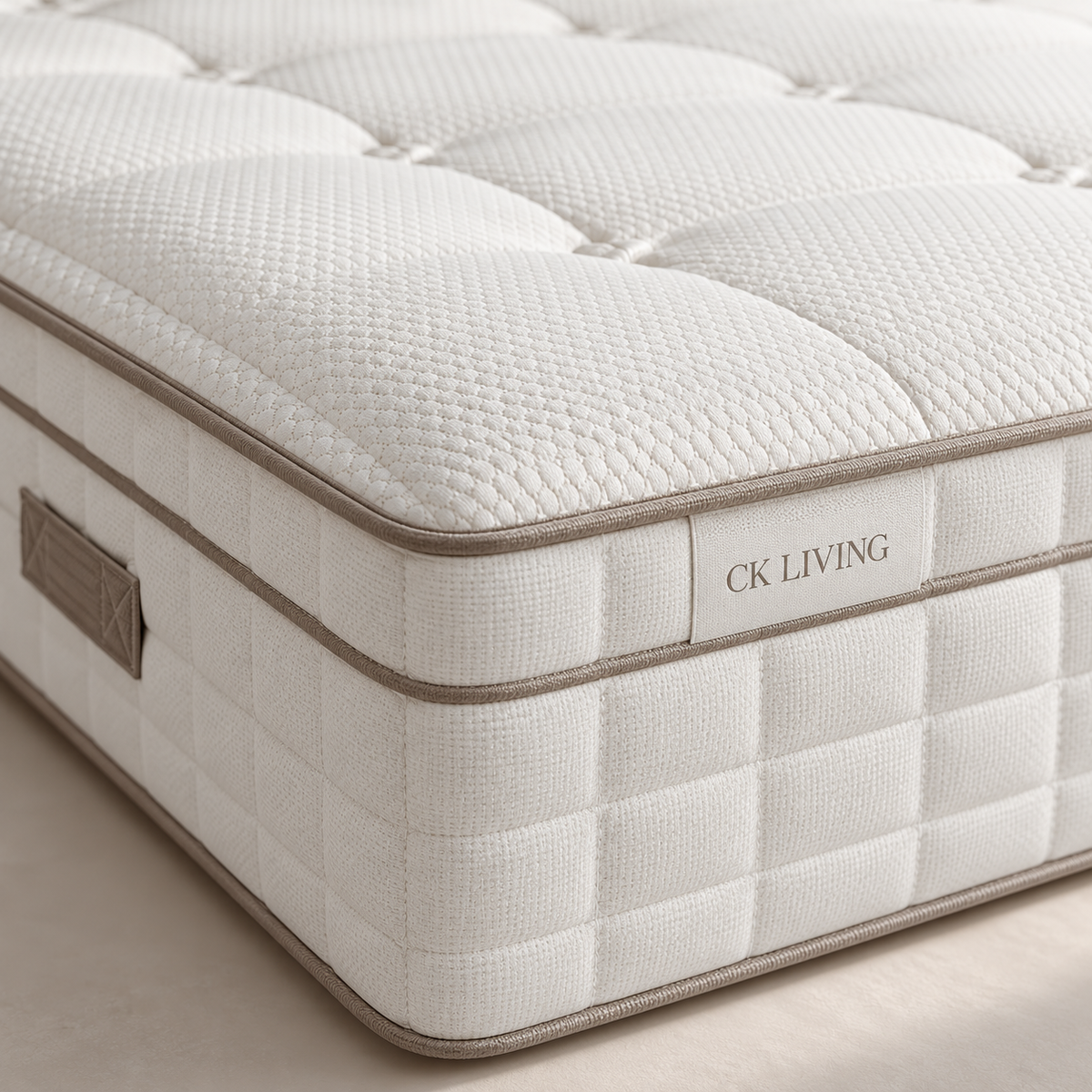CK Living Equinox Gel Memory 6000 Mattress — cover, edge and stitching detail