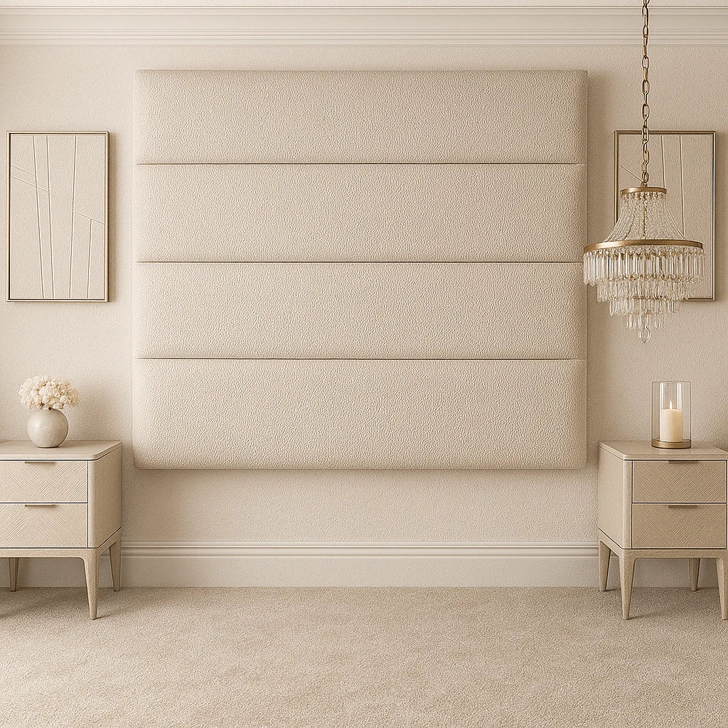 Cream Bouclé Upholstered Headboard Wall Panel – 45cm Wide