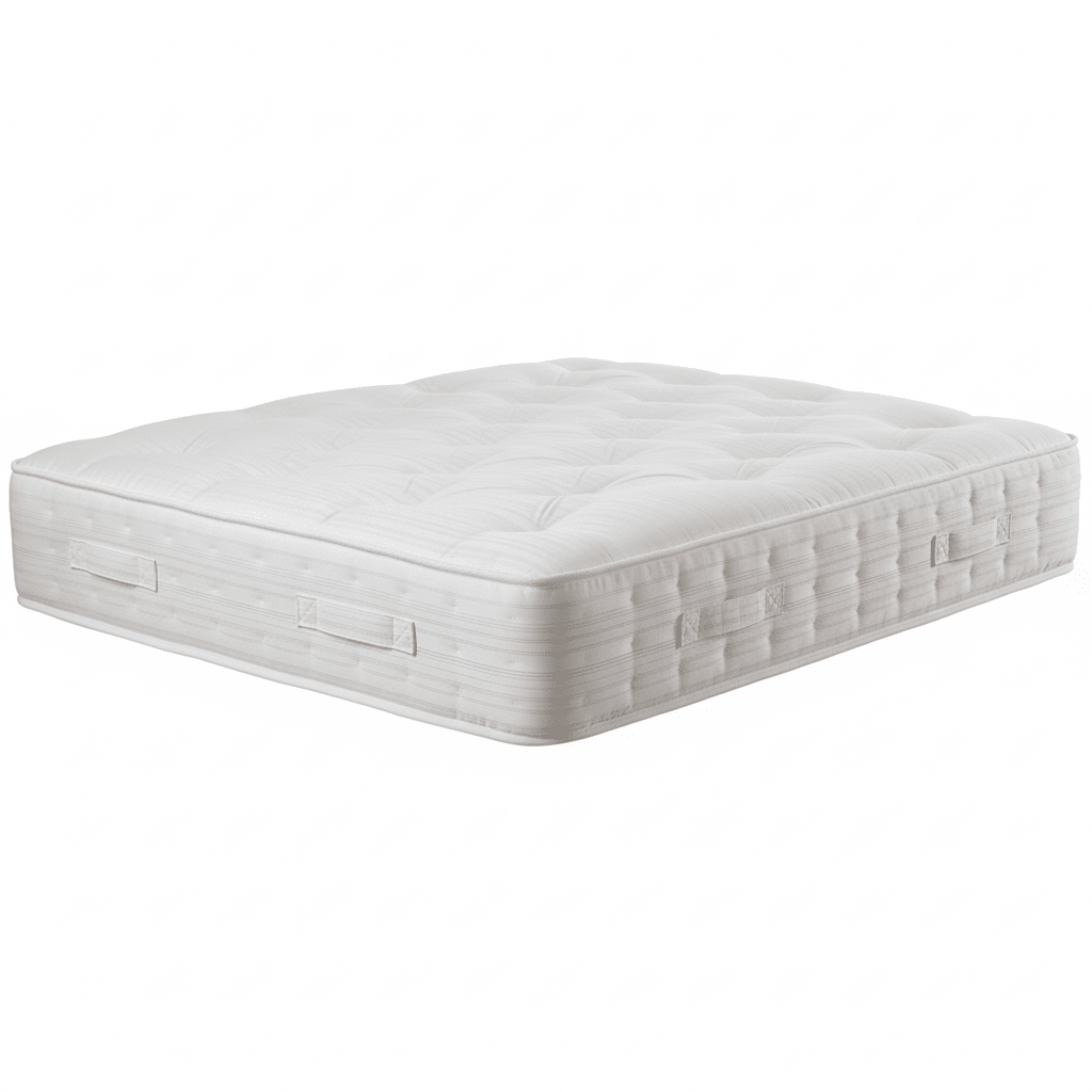 Single premium pocket sprung memory foam mattress, quilted white cover, side handles