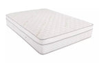 Single memory foam mattress with white quilted cover and grey trim on a white background