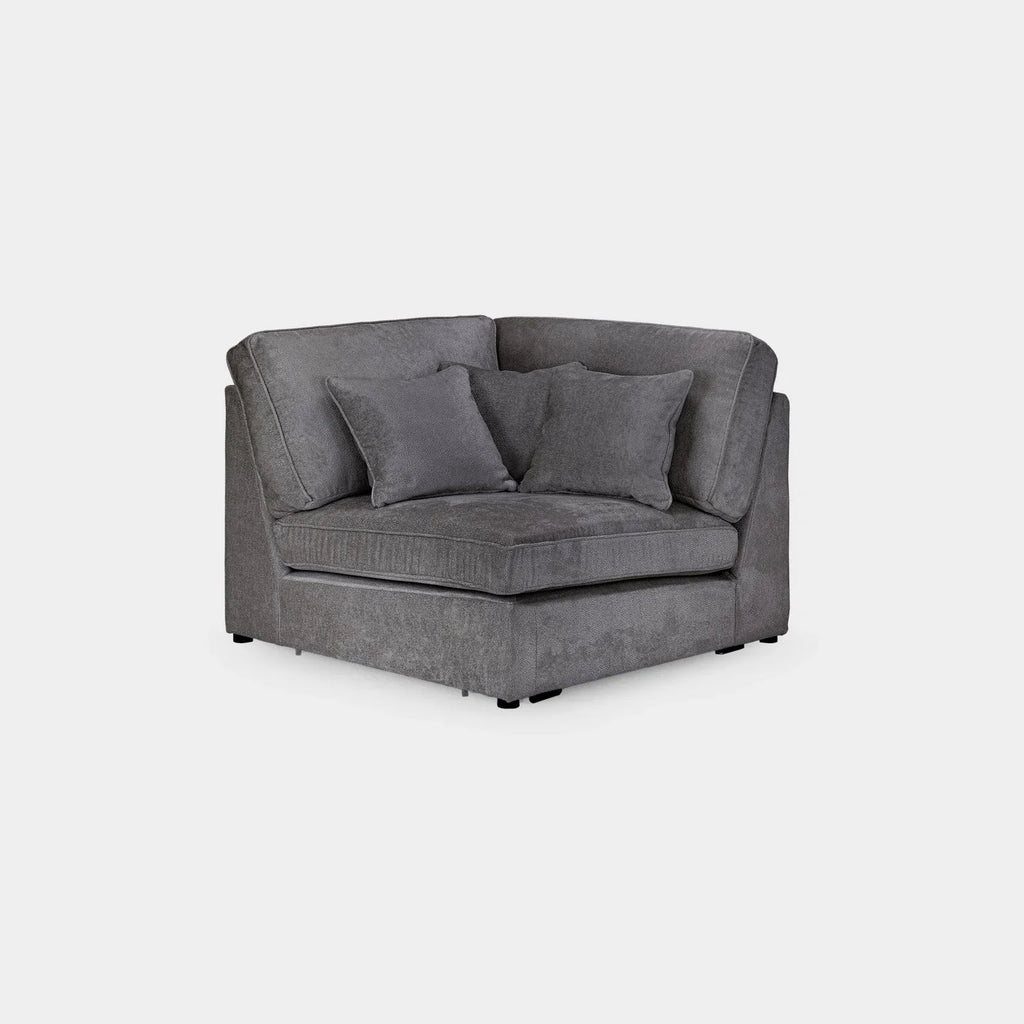 Kensington grey modular corner sofa with plush cushions, contemporary fabric upholstery