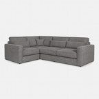 Grey 5-piece modular corner sofa with plush cushions and modern design on white background