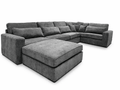 Grey 5-piece modular corner sofa with plush cushions, modern sectional seating arrangement
