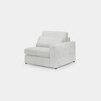 Cream boucle modular sofa middle piece with single armrest, modern and minimalist style
