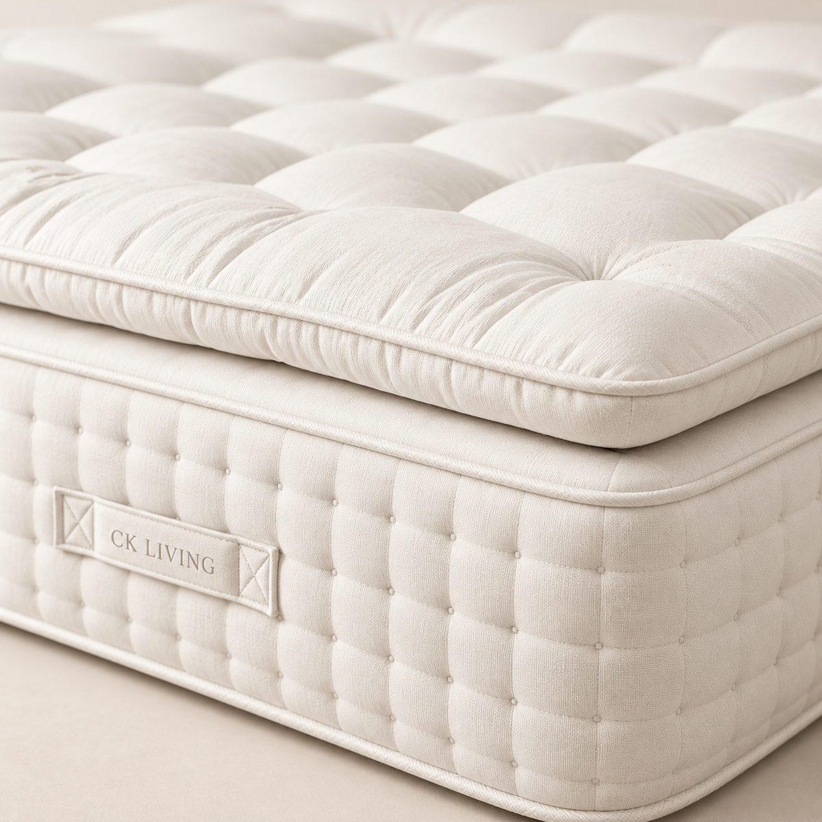 CK Living Silk Cotton Pillow Top Mattress — cover, edge and stitching detail