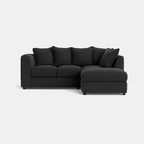 Modern left corner cream fabric sofa set with plush cushions, ideal for living rooms