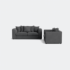 Cream left corner sofa set with plush cushions, modern design, on white background