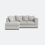 Modern cream left corner sofa set with plush cushions and soft fabric upholstery