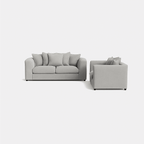 Modern cream left corner sofa set with plush cushions on white background