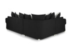Black right hand corner sofa with scatterback cushions, contemporary living room furniture