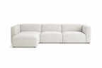 Cream boucle U-shaped modular sofa with three sections and two footstools