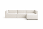 Cream boucle modular U-shape sofa with wide seats and low backrest, contemporary style