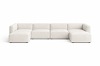 Cream boucle modular U-shaped sofa with low back and wide seats, minimalist design