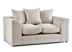 Cream two-seater sofa with plush cushions and curved arms on a white background