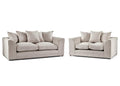 Cream fabric 3 and 2 seater sofa set with plush cushions, modern living room furniture
