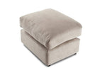 Cream upholstered footstool with cushion top, modern living room furniture