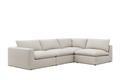 Cream corner sofa with feather-filled cushions and modern minimalist design