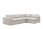 Cream corner sofa with feather-filled cushions and modern minimalist design