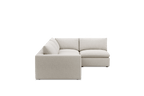 Cream feather-filled open corner sofa with plush cushions, modern L-shaped sectional