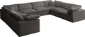 Cream U-shape sectional sofa with feather-filled cushions and plush seating