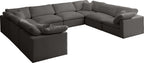 Cream U-shape sectional sofa with feather-filled cushions and plush seating