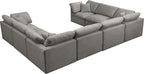 Cream U-shape sectional sofa with feather-filled cushions and plush seating