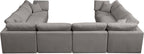 Cream U-shaped sectional sofa with feather-filled cushions, modern living room seating