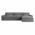 Modern right-hand facing grey corner sofa with chaise and three seat cushions
