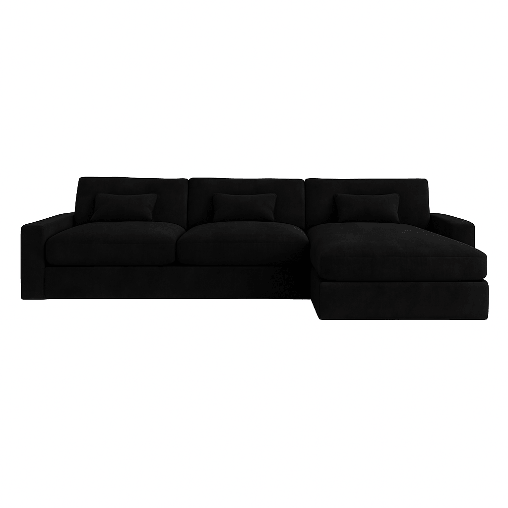 Cream right hand facing medium corner sofa with foam-filled cushions, modern design