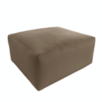 Large mink velvet ottoman footstool with soft pillow top on white background