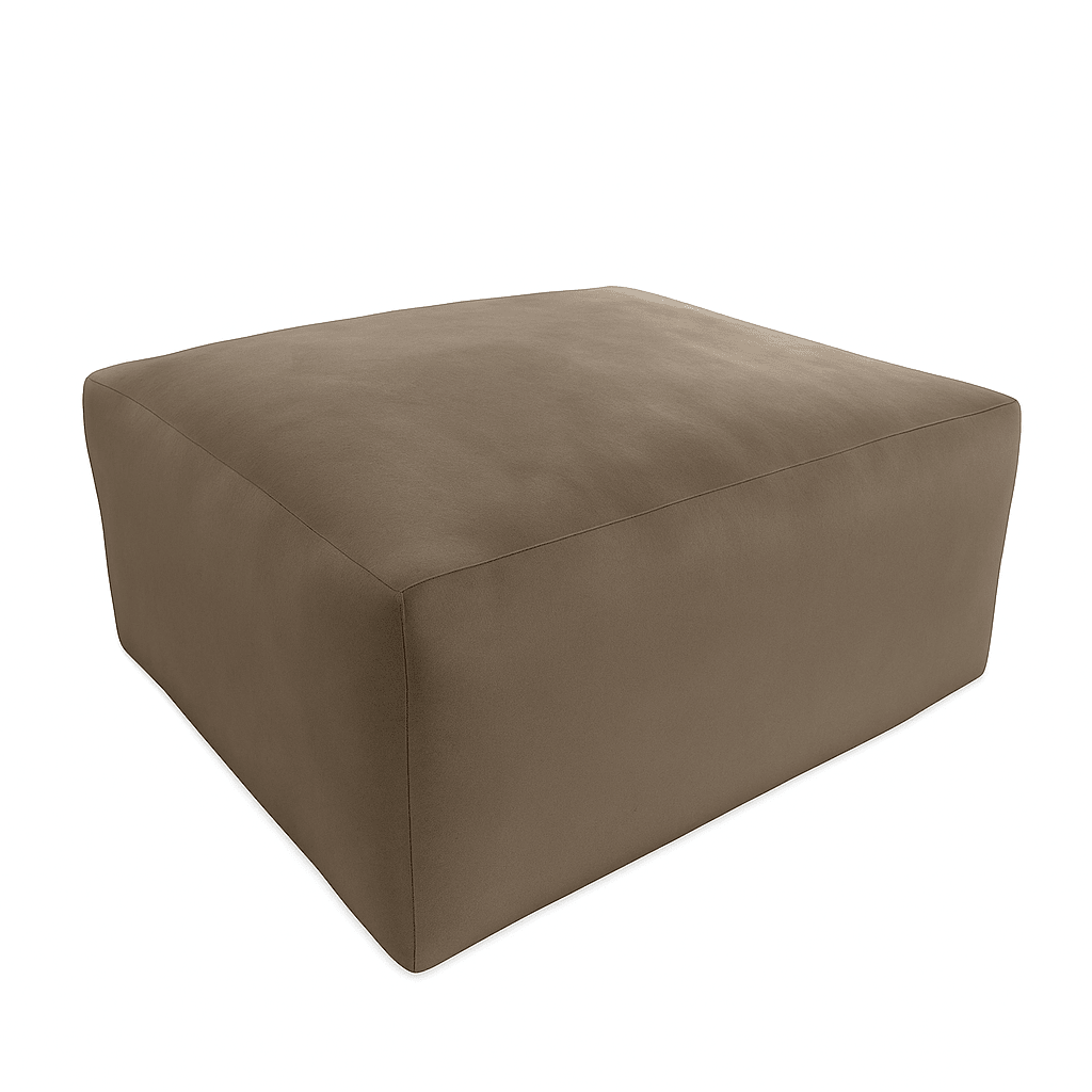 Large mink velvet ottoman footstool with soft pillow top on white background
