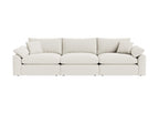 Cream modular sofa with plush cushions and pillows, modern luxury living room furniture