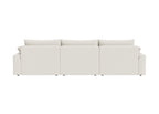 Back view of a cream modular sofa with plush cushions on a white background