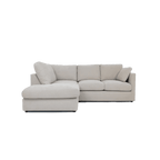 Modern cream right corner sofa with chaise and plush cushions