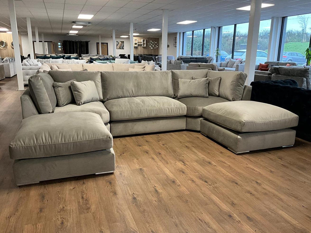 Hadley U Shape Full Back Sofa - Medium Size 280cm Width - Silver by CK Living