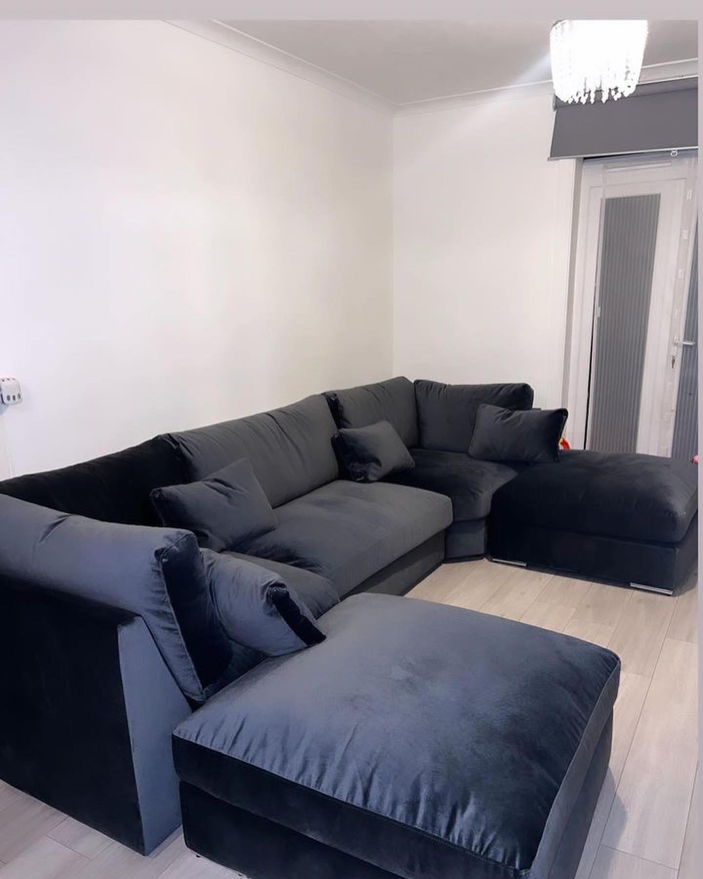 Hadley U Shape Full Back Sofa - Medium Size 280cm Width - Black by CK Living