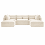Large U-shaped cream sofa with full back and plush cushions, modern sectional seating