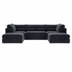 Modern U-shaped silver full-back sectional sofa with plush cushions on white background