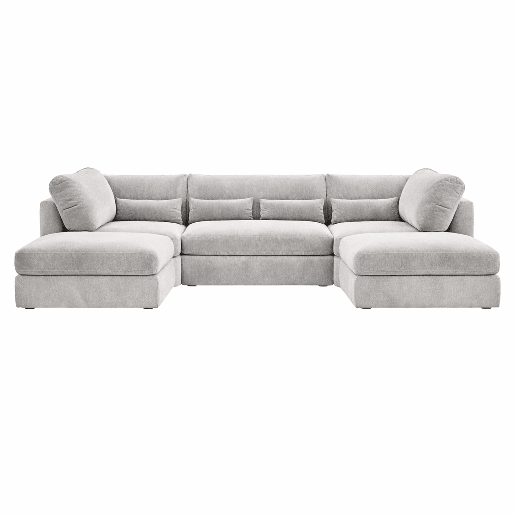 Hadley U Shape Full Back Sofa - Medium Size 280cm Width - Silver