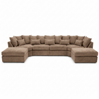 Truffle brown U-shape XL sofa with plush cushions, modern sectional seating