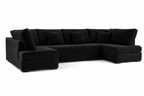 Truffle velvet U-shaped sectional sofa with plush cushions and modern design