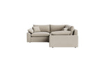 Beige modular corner sofa with plush cushions, modern sectional design, isolated on white background