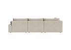 Back view of a beige modular corner sofa with plush cushions, contemporary design