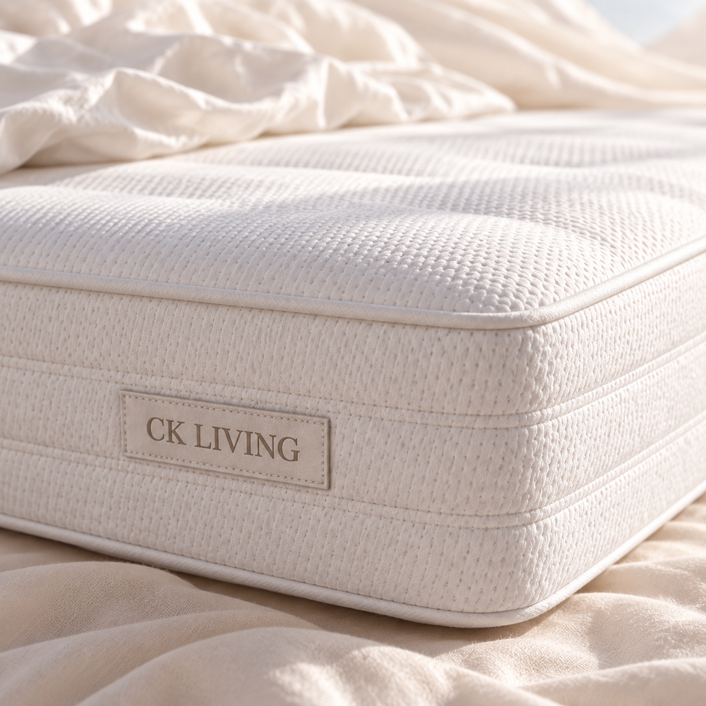 CK Living Solace Latex Pocket Mattress — Soft exterior shown — cover, edge and stitching detail