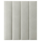 Cream velvet upholstered wall panel headboard with four vertical sections