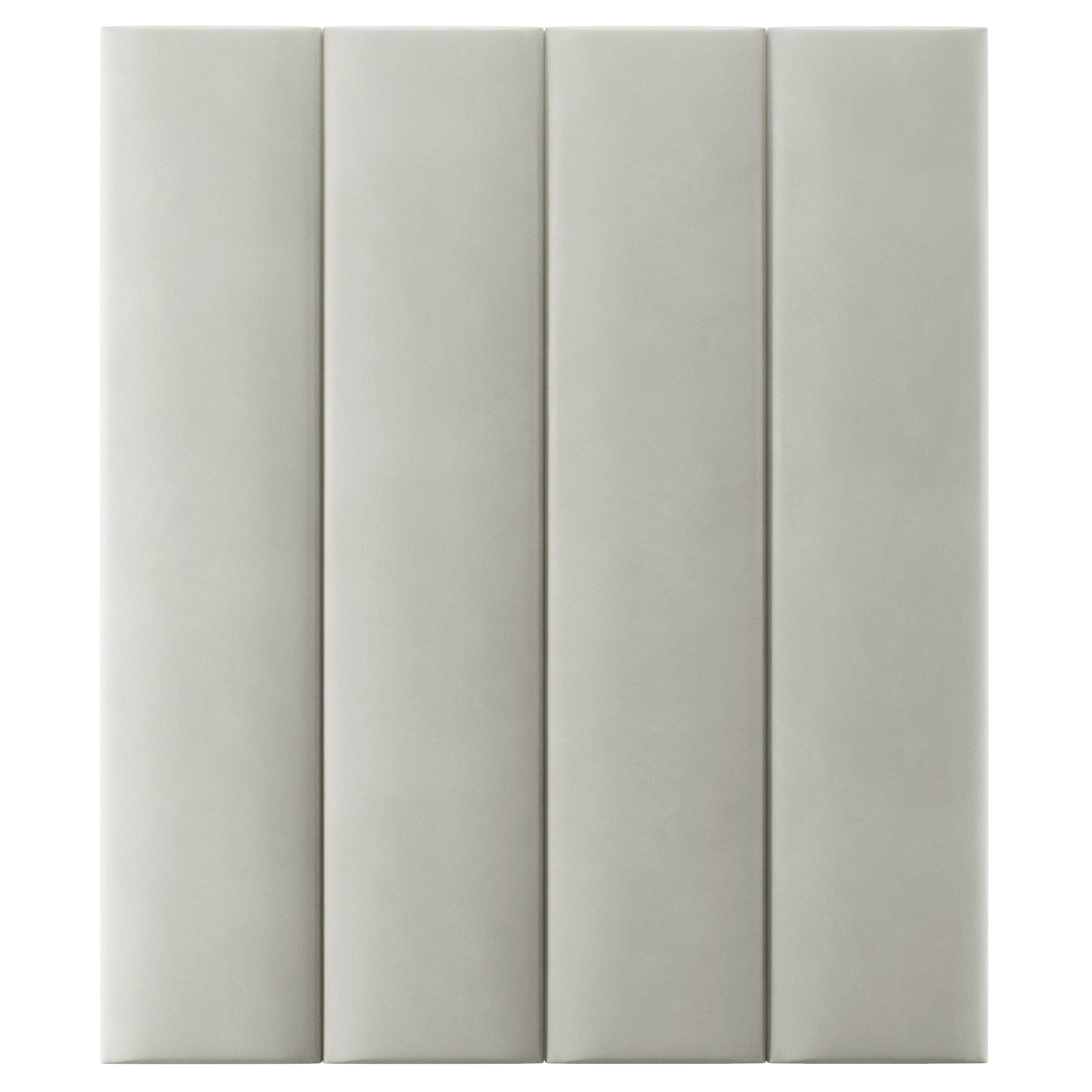 Cream velvet upholstered wall panel headboard with four vertical sections