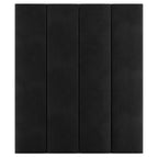 Four vertical black velvet upholstered wall panels for headboard or feature wall decor